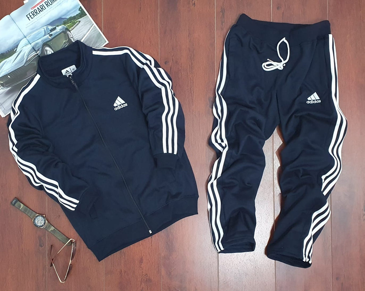 Fleece Full Sleeves Navy Blue Track Suit For Men