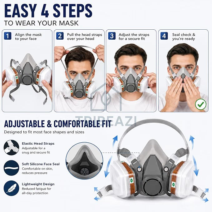 Gas Mask Respirator with Safety Goggle