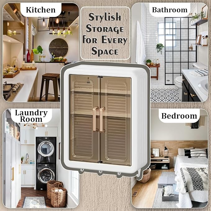 Storage Box with Transparent Doors & Hooks