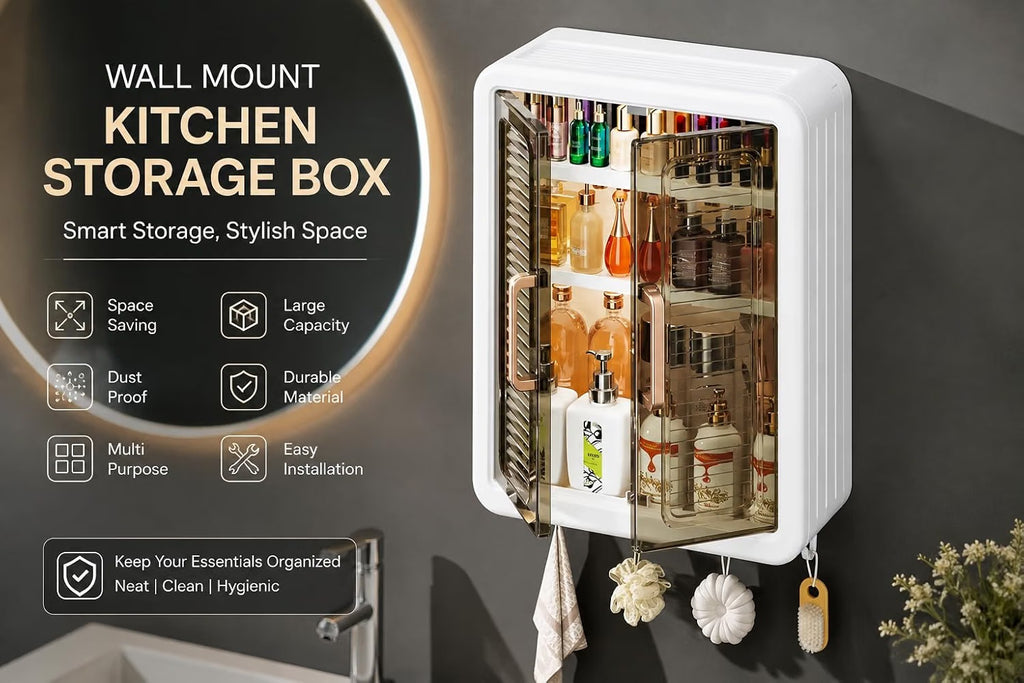 Storage Box with Transparent Doors & Hooks