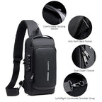 Multifunction Waterproff Sling Bag, USB Charging Sport Sling Anti-Theft Shoulder Bags - CL-JA-1671